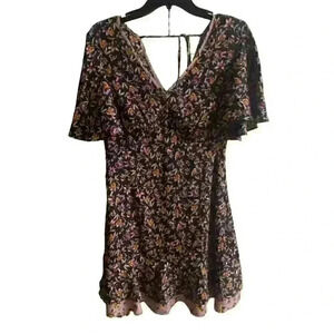 Anthropologie band of Gypsies Floral Flutter Sleeve A-Line Mini Dress, S